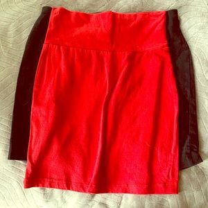 Two body con mini skirts